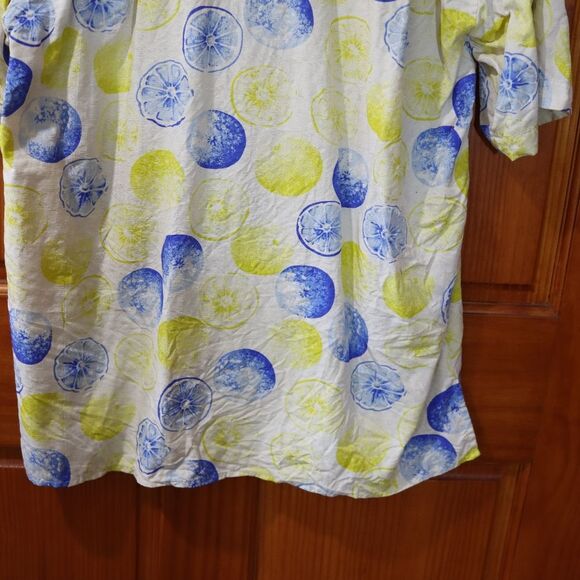 Tulliano Casual Blue and Yellow Button Down Shirt with Playful Print Medium - Picture 3 of 10
